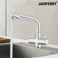 JASSFERRY Kitchen Sink Mixer Tap Swivel Spout Dual Lever in Silver