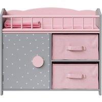 Teamson Kids Polka Dots Princess Baby Doll Crib with Storage & Bedding, Pink/Grey in Pink