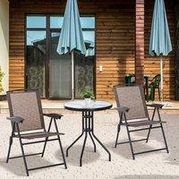 OUTSUNNY 3 Piece Patio Furniture Bistro Set Adjustable Backrest in Brown