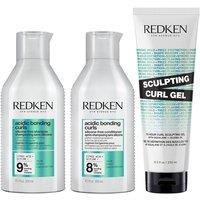 Redken Acidic Bonding Curls Shampoo 300ml, Conditioner 300ml & Sculpting Curl Gel 250ml Pack in Clear