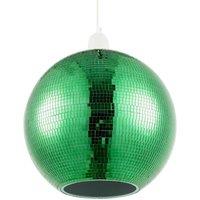 Happy Homewares Shiny Disco Mosaic Ball Pendant Shade in Mirrored Tiled Retro Style in Green