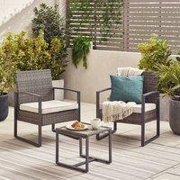 FurnitureboxUK Algarve 2 Seater Rattan Bistro Set with Table in Grey