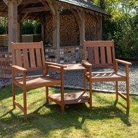 Samuel Alexander Rydal 2 Seater Wooden Garden Patio Love Seat & Table Set in Brown