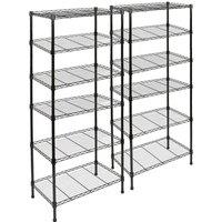 Harbour Housewares 2x Black Metal Wire Shelving Units 6 Tier Adjustable Storage Rack