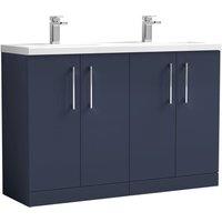 Balterley Level 1200mm Floor Standing 4 Door Double Basin Unit - Midnight Blue