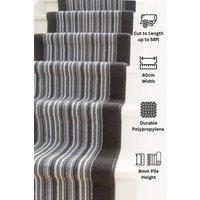 Kukoon Grey & Black Striped Cut to Measure Stair Carpet Runner Rug 80cm Wide | Size: 80 cm x 330 cm