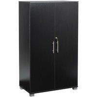 Moderna Black Filing Cabinet, 2 Shelves, Lockable 2 Door, Tall Office Cupboard