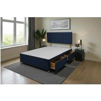 Knight Sleep Emily Divan Bed Base 2 Drawers & Headboard in Navy | Size: Double