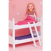 Teamson Kids Wooden Doll Bunk Bed with Ladder & Bedding for 18 inch Dolls, White