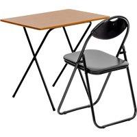 Harbour Housewares Folding Wooden Desk & Chair Set Natural/Black in Natural