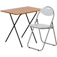 Harbour Housewares Wooden Folding Desk & Chair Set Natural/White in White