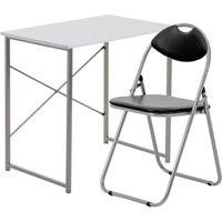 Harbour Housewares Wooden Office Desk & Chair Set - Compact PC Bedroom Study Workstation in Black