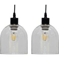 First Choice Lighting Set of 2 Belten - Clear Glass Cloche Easy Fit Pendant Shades
