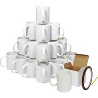 Monstershop 36 White Sublimation Mugs With Boxes & Heat Tape Roll
