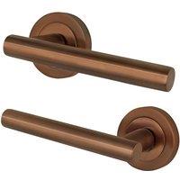 AFIT Bronze T-Bar Door Handles Round Rose Internal Lever 1 Pair | Size: 150mm x 150mm