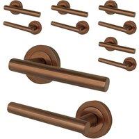 AFIT Bronze T-Bar Door Handles Round Rose Internal Lever 5 Pairs | Size: 150mm x 150mm