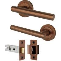 AFIT Bronze T-Bar Door Handle & Latch Set Round Rose 1 Pair | Size: 150mm x 150mm