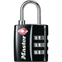 Master Lock Tsa 3-digit Combination Black Finish 30mm Padlock in True Black