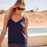 Lands' End Women's Tulip Hem Tankini Top in Dark Navy | Size: 16-18