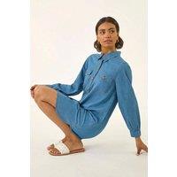 Roman Women's Denim Button Through Shirt Dress in Mid Blue | Size: 14
