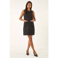 Roman Women's Textured Pinafore Pocket Dress in Black | Size: 12