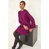 Roman Women's Buttoned Knit Dress in Fuchsia | Size: 18