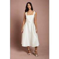 Coast Women's Petite Belted Twill Midi Dress in Champagne | Size: 10