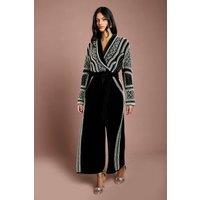 Coast Women's Petite Beaded Velvet Wrap Jumpsuit in Black | Size: 8