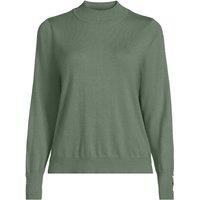 Lands' End Women's Button Cuff Polo Neck Jumper in Green | Size: 10-12