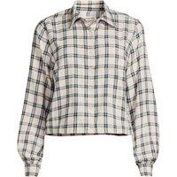Lands' End Women's Plus Cropped Flannel Shirt in Ivory | Size: 28-30