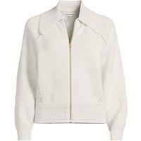 Lands' End Women's Drifter Cotton Zip-Up Cardigan with Large Collar in Light Grey | Size: 16-18