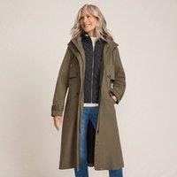 Lands' End Women's Faux Panel Coat with Removable Hood in Olive | Size: 20