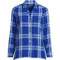 Lands' End Women's Plus Pure Cotton Flannel Pyjama Top in Mid Blue | Size: 28-30