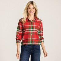 Lands' End Women's Cropped Flannel Shirt in Red | Size: 8