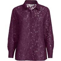Lands' End Women's Cotton Rich Lacey Long Sleeve Shirt in Wine | Size: 10