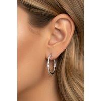 MUCHV Women's Sterling Silver Tennis Hoop Earrings With Sparkling Stones