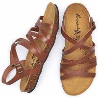 Moshulu Women's 'Ginger Ale' Strappy Cork Footbed Sandals in Tan | Size: 3