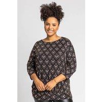 Roman Women's Curve Glitter Print Blouson Top in Bronze | Size: 30-32