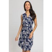 Roman Women's Leaf Print Belted Shift Dress in Navy | Size: 20