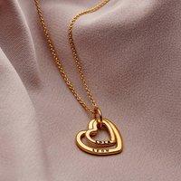 Posh Totty Designs Women's Yellow Gold Personalised Mummy & Baby Heart Necklace