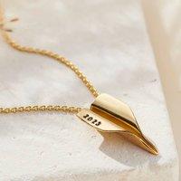 Posh Totty Designs Women's Yellow Gold Personalised Paper Plane Necklace