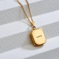 Posh Totty Designs Women's Yellow Gold Personalised Rectangle Locket Necklace