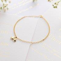 Posh Totty Designs Women's 9ct Gold Double Heart Charm Bracelet