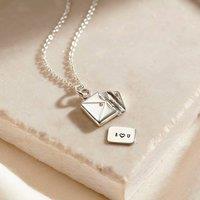 Posh Totty Designs Women's Sterling Silver Personalised Mini Message Envelope Necklace
