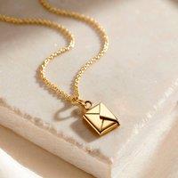 Posh Totty Designs Women's Yellow Gold Personalised Mini Message Envelope Necklace