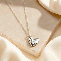 Posh Totty Designs Women's Sterling Silver Personalised Chunky Heart Pendant Necklace