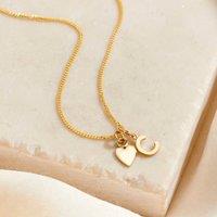 Posh Totty Designs Women's Petite 9ct Gold Heart & Initial Necklace