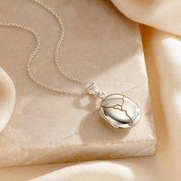 Posh Totty Designs Women's Sterling Silver Kintsugi Oval Locket