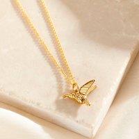 Posh Totty Designs Women's Yellow Gold Hummingbird Charm Necklace