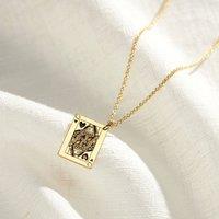 Posh Totty Designs Women's Yellow Gold Queen of Hearts Playing Card Charm Necklace
